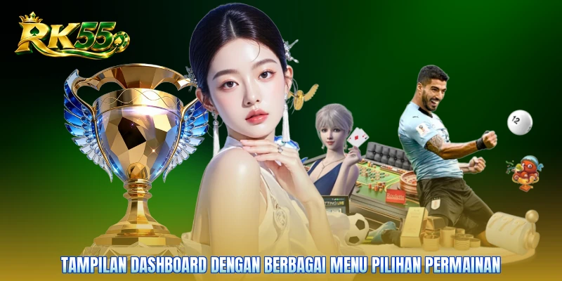 Tampilan dashboard dengan berbagai menu pilihan permainan